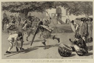 Não em sério, uma dança de guerra nativa antes de Lord Wolseley no Mudireh, Dongola